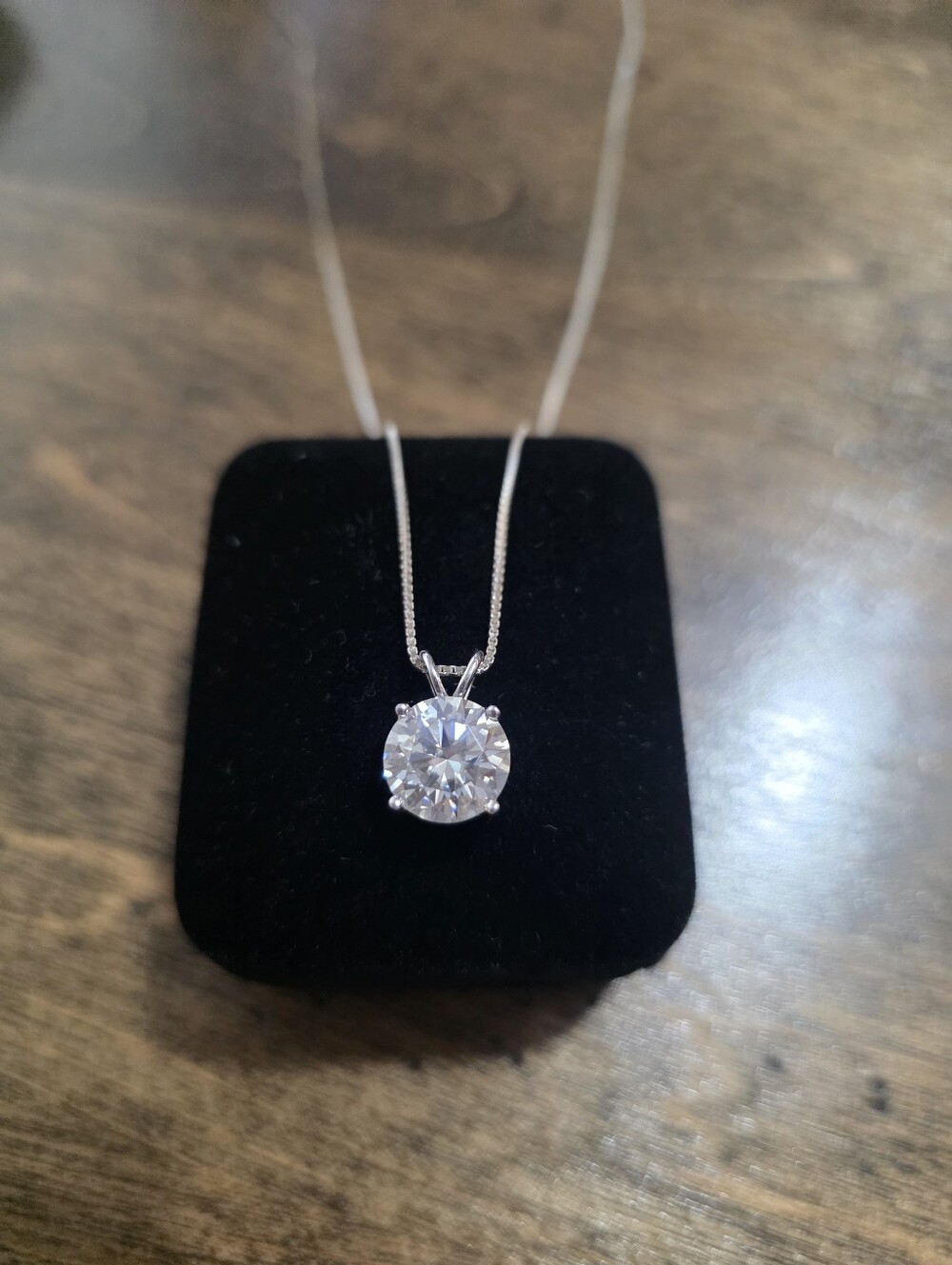 Classic Silver White Solitaire Pendant Necklace